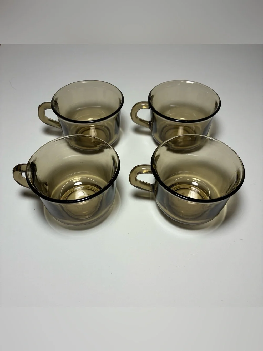 Vintage Fortecrisa Mexico Smoky Brown Glass Coffee Mugs Set of 4 Smoke Cups